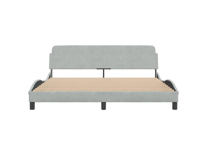  Lit double- lit adulte -  cadre de lit dover gris clair 180x200 cm velours  - Conforama C