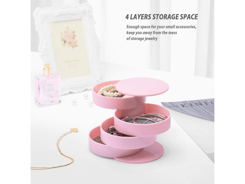  Organisateur de bijoux, petite boîte à bijoux pour femme, boîte de rangement à bijoux rotative à 4 couches  - Conforama D