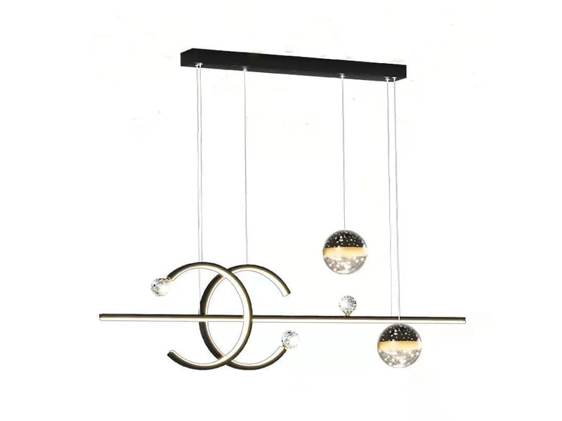  Lampe de table à manger led suspendue dimmable éclairage pour salon,  bureau noir l100cm  - Conforama A