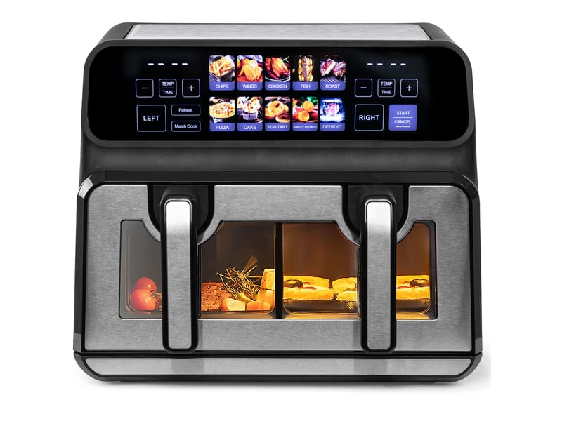  Friteuse à air 9 l 35x26x32 cm double compartiment 2200 w noir  - Conforama A