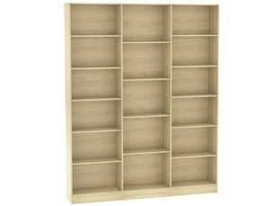 Bibliothèque 6 niveaux, étagère de rangement avec 17 compartiments et étagères réglables, 149 x 23,6 x 188 cm, chêne