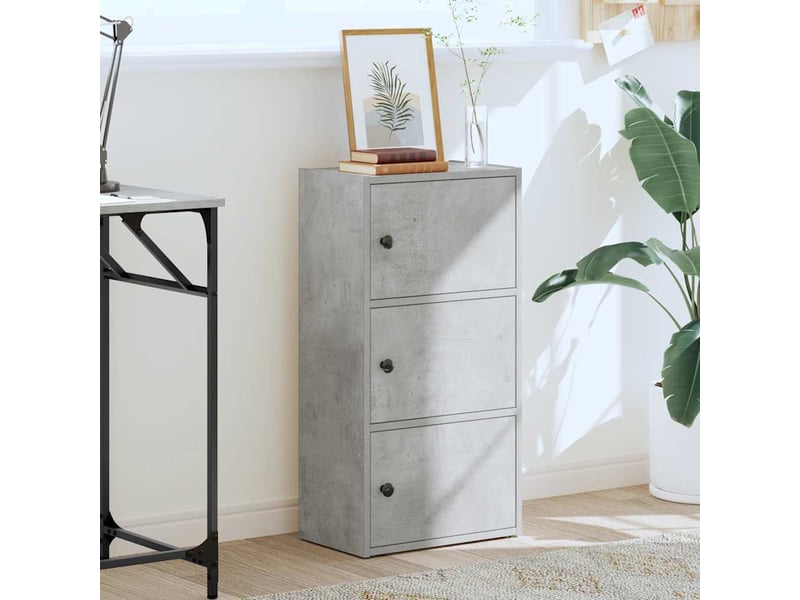  Bibliothèque, meuble de rangement salon gris béton 40x24x77 cm bois d'ingénierie  - Conforama C