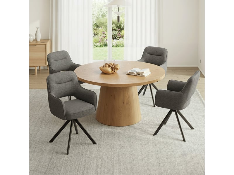  Lot 4 chaise pivotante premium avec demi-accoudoirs - base métallique haute stabilité - gris  - Conforama B