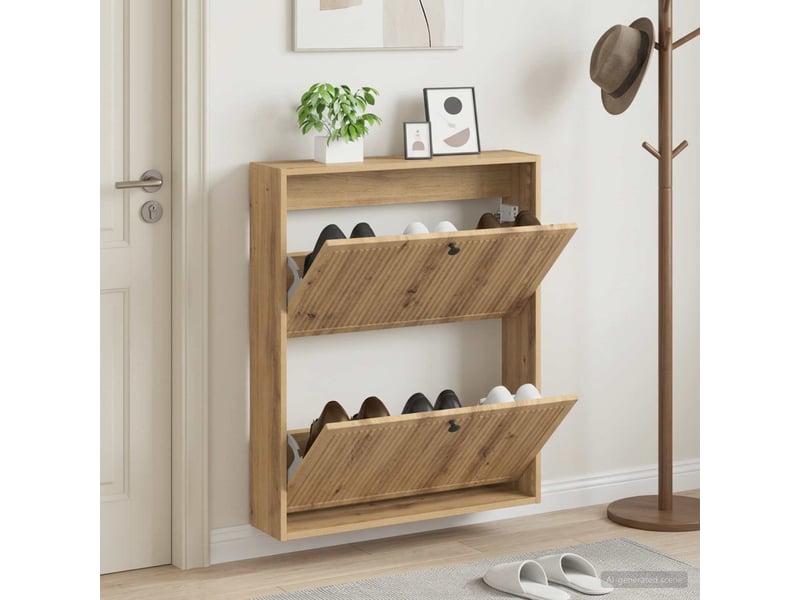  Meuble à chaussures mural, armoire à chaussures ede 71x17x86 cm chêne artisanal  - Conforama B