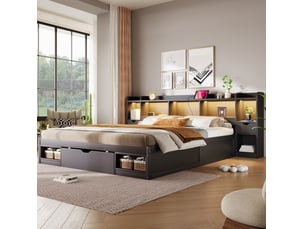 Lit avec rangement 180x200 cm COVREO coloris noir