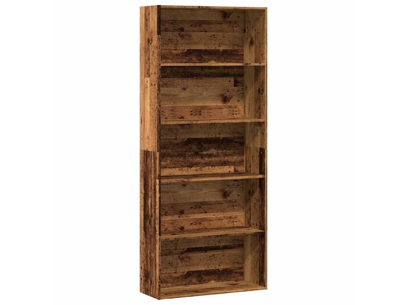  Bibliothèque, meuble de rangement salon vieux bois 80x30x189 cm bois d'ingénierie  - Conforama A
