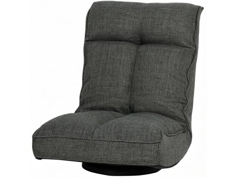  Fauteuil relax pivotant au sol avec dossier réglable 5 positions, pliable et rembourré en tissu gris  - Conforama A