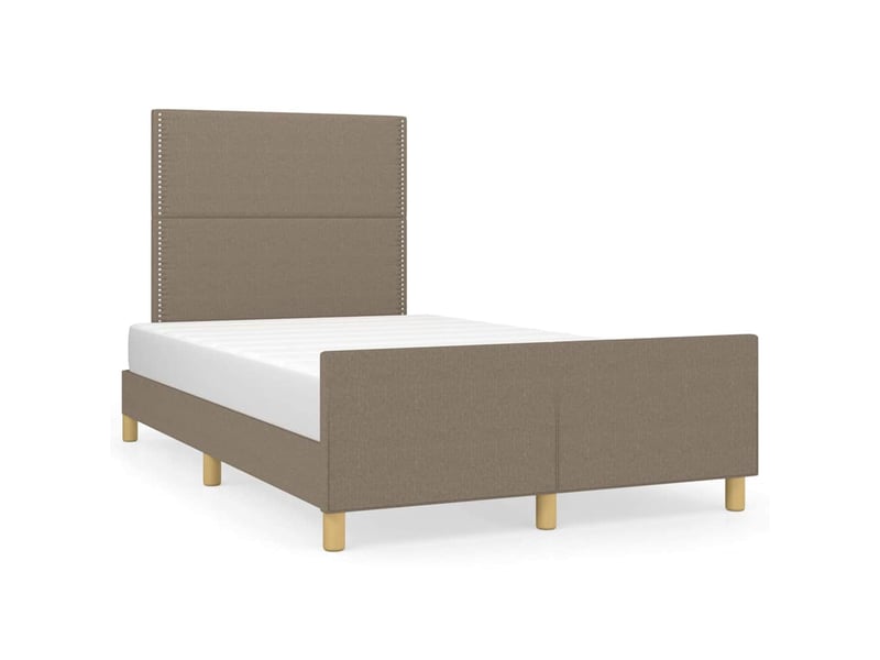  Cadre de lit en tissu taupe élégant sommier tapissier 120x200 cm chambre parentale  - Conforama A