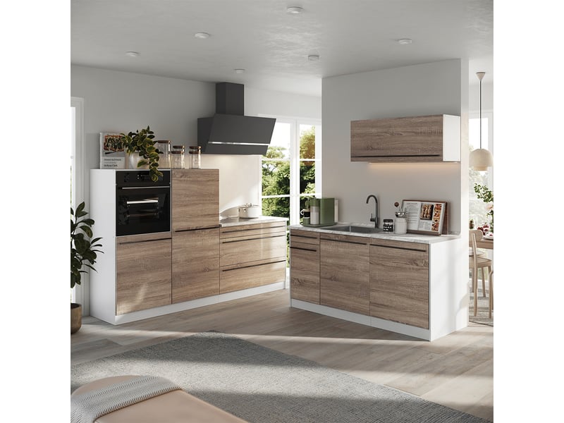  Vicco cuisine, sonomablanc, 220cm plan de travail anthracite  - Conforama C