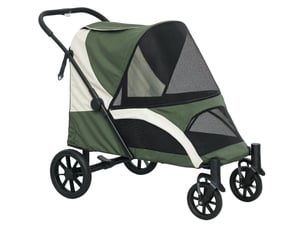 Poussette pour enfent 124 x 67 x 100 cm – vert foncé – pliable avec freins, coussin et rangement arrière