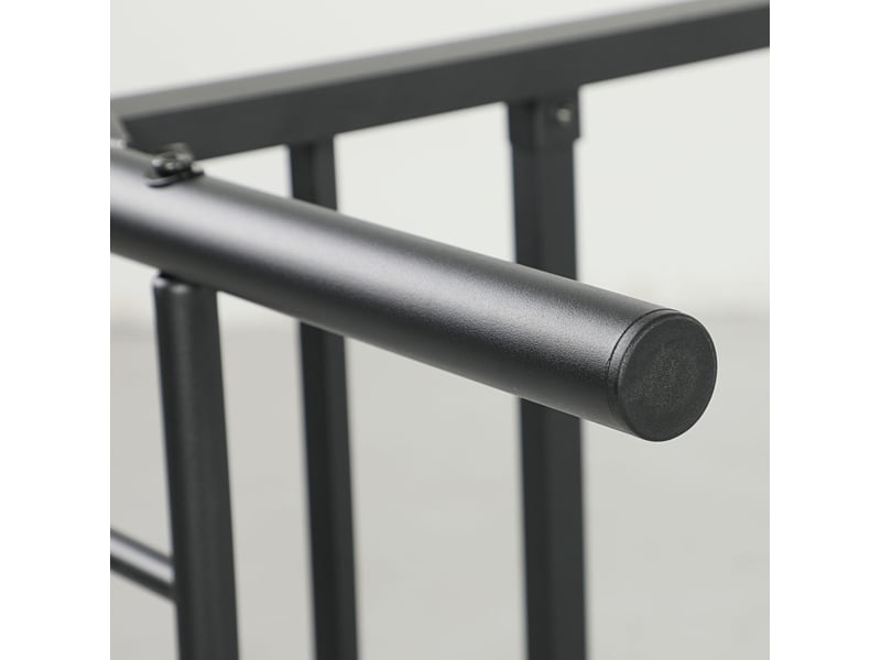 Lit simple 90x200 cm en métal noir avec rangement sous le lit - Conforama E