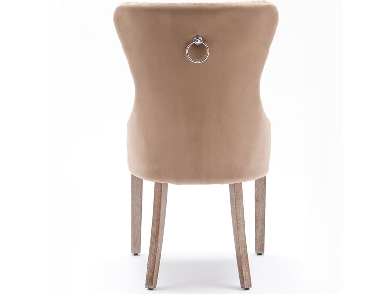  Chaise salle à manger 4 places, rembourré velours, piètement bois massif, hauteur réglable  - Conforama D