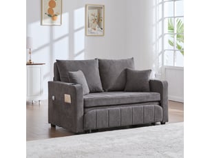 Canapé convertible lit gris chenille multifonctionnel avec rangement bras et usb pour salon moderne