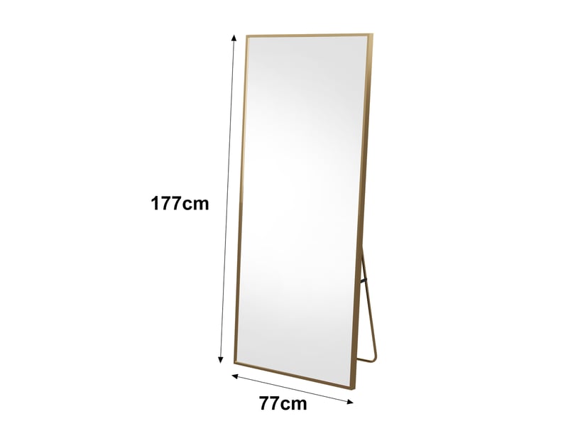 Miroir sur pied 177 x 77cm–miroir carré sur pied-cadre en alliage d’aluminium,idéal pour chambre,dressing,salon–design moderne,doré - Conforama C
