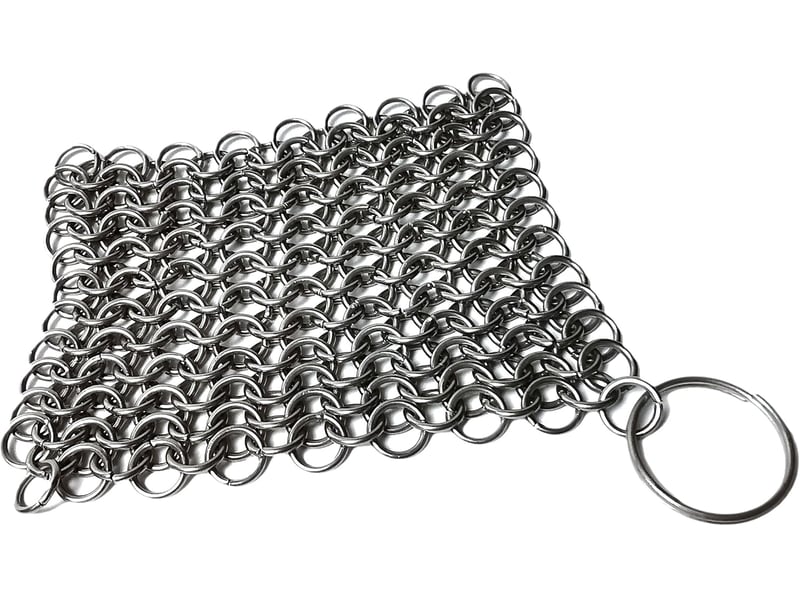  10 x10cm nettoyant pour fonte en cotte de mailles en acier inoxydable pour nettoyer la poêle en fonte, le wok, la marmite, la plaque chauffante SRL-FR09018 - Conforama E