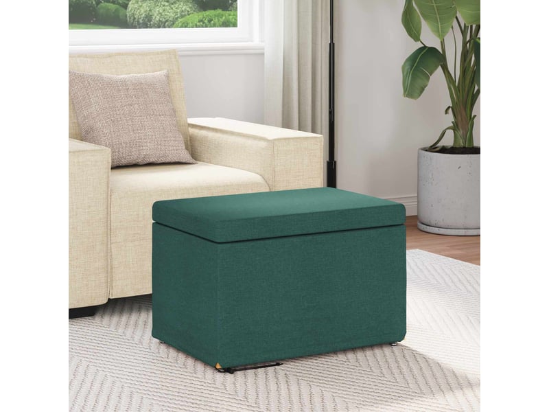  Tabouret bas, ottoman vert foncé 61x41x40 cm tissu et bois stratifié  - Conforama C