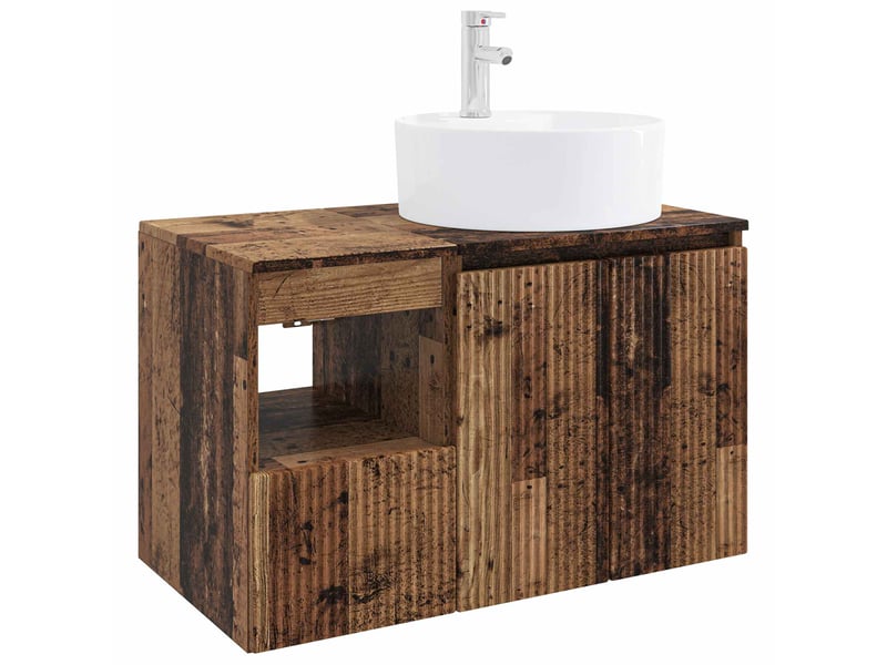  Ensemble de mobilier de salle de bain 2 pc bois ancien cf64037  - Conforama A