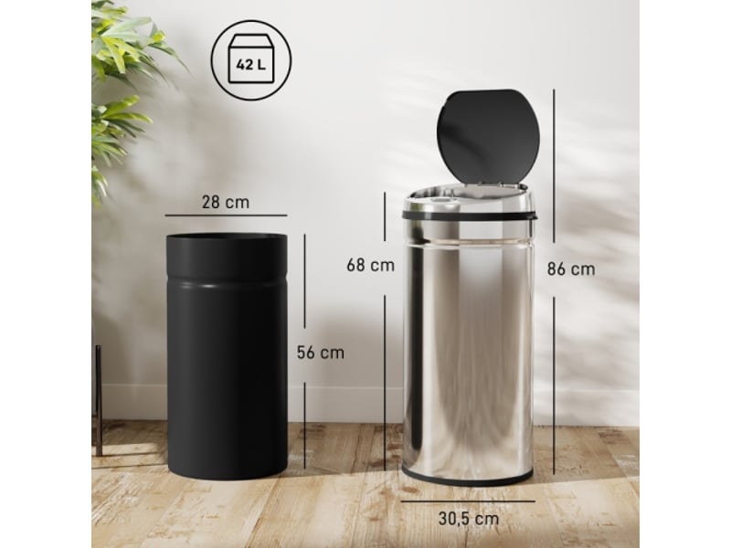  Poubelle automatique 42 l à capteur infrarouge, inox, pour cuisine et salle à manger  - Conforama C