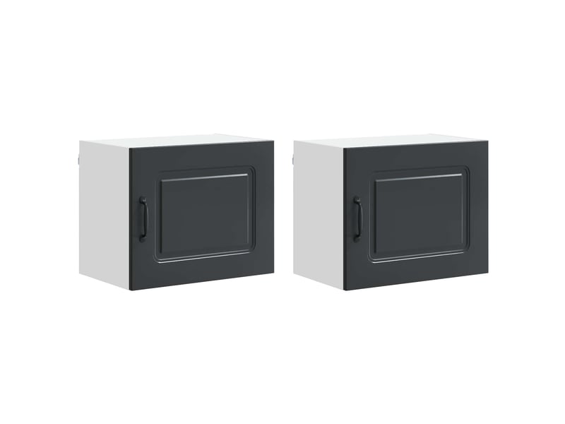  Meuble mural de cuisine | armoire de cuisine 2 pcs noir bois d'ingénierie shl5015  - Conforama A