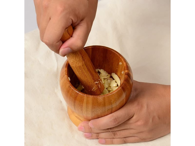  Mortier et pilon en bois naturel, ustensiles de cuisine pour épicer le gingembre, les herbes, les graines d'ail, 1 pièce  - Conforama D