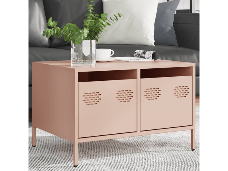  Meuble tv - banc tv - meuble de rangement rose 68x50x43,5 cm acier laminé à froid  - Conforama C