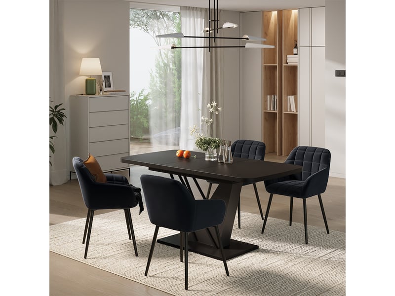 Vicco ensemble de table à manger, noir, 120x80cm avec 4 chaises de salle à manger - Conforama C