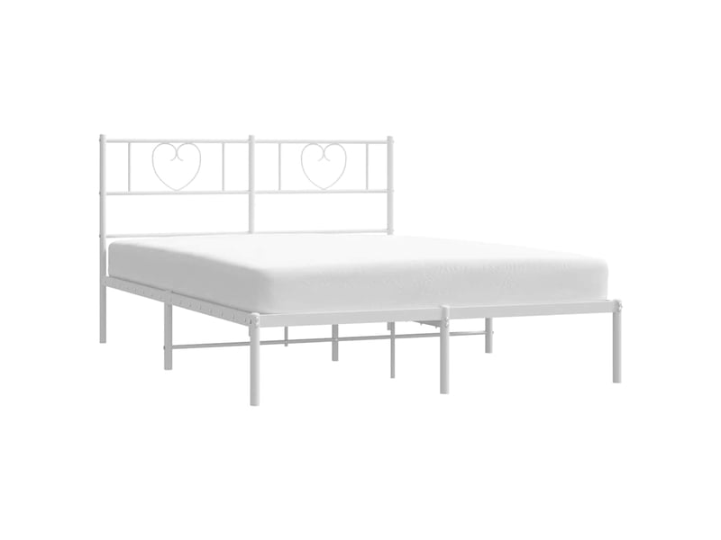  Lit double- lit adulte -  cadre de lit métal sans matelas et tête de lit blanc 135x190 cm  - Conforama B
