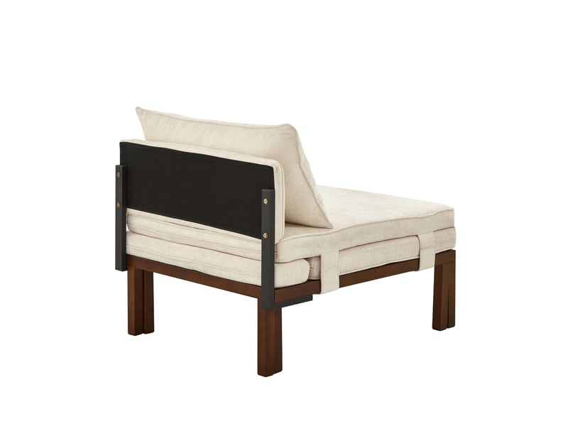  Fauteuil convertible pliable 1 place avec couchage et ports usb et type-c, en velours beige  - Conforama A