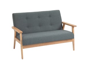 Canapé 2 places style scandinave avec accoudoirs, pieds en bois, gris, 115l x 66,5p x 73h cm