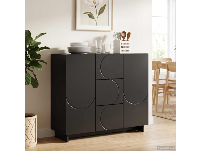  Buffet salon, buffet de rangement noir 85,5x31x75 cm bois d'ingénierie shl65426  - Conforama B