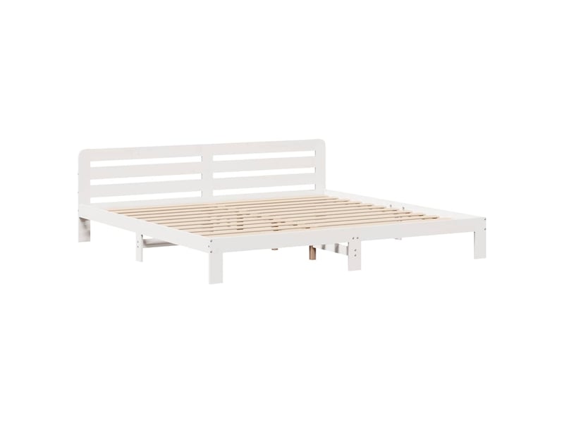  Lit double- lit adulte -  cadre de lit sans matelas blanc 180x200 cm bois massif de pin  - Conforama D