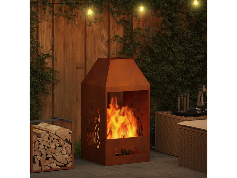  Brasero exterieur, foyer camping rouillé 50x50x100 cm acier patiné shl58530  - Conforama D