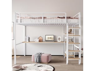 Lit mezzanine 140x200 cm <strong>REDOM</strong>  <strong></strong> coloris blanc
