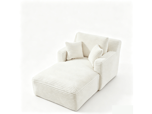 Méridienne canapé salon moderne en tissu côtelé couleur crème confortable et élégant