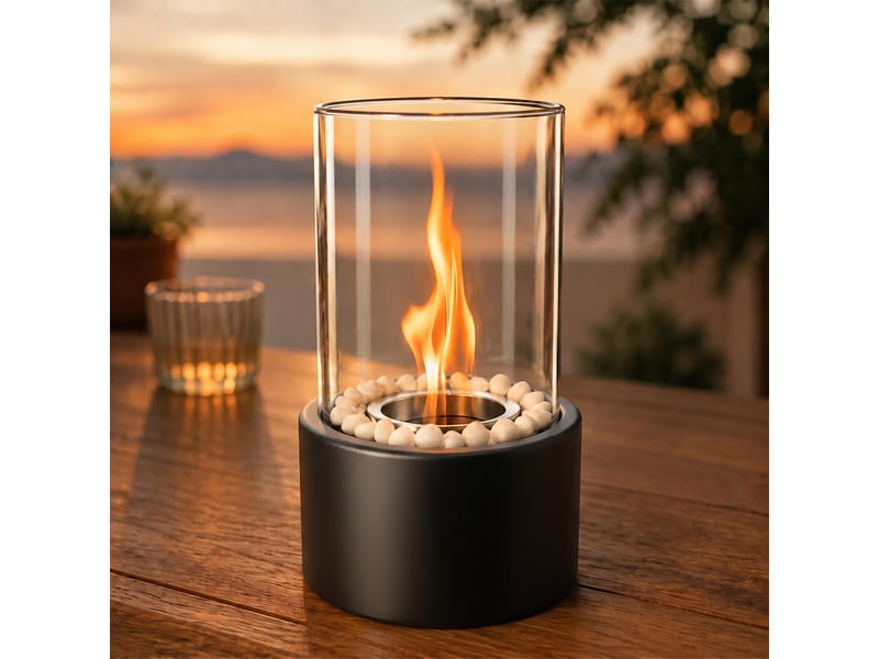  Zmh cheminée éthanol de table en métal 12.3x21cm noir pour intérieur et extérieur  - Conforama B
