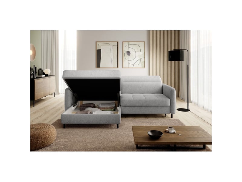 Canapé d'angle collection goumsi coloris gris clair - Conforama D