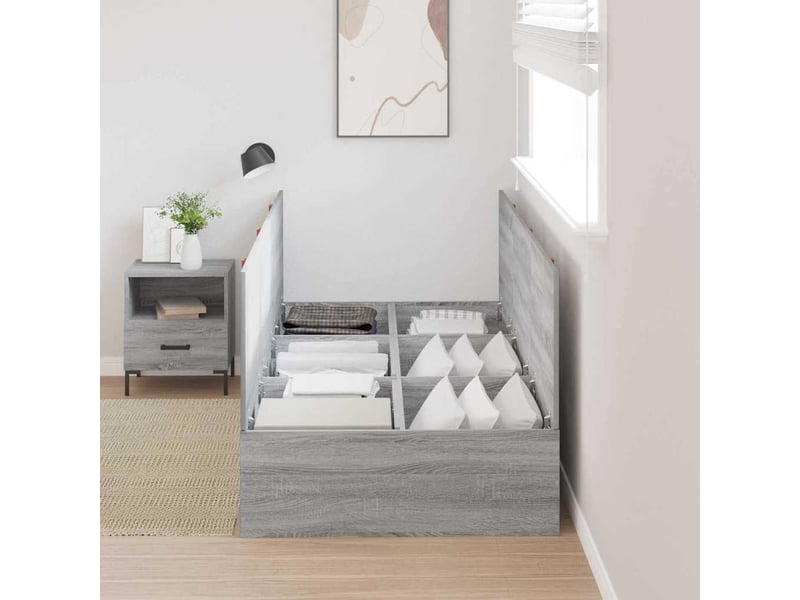  Lit simple- lit adulte -  cadre de lit avec rangement avec porte gris sonoma 90 x 200 cm  - Conforama B