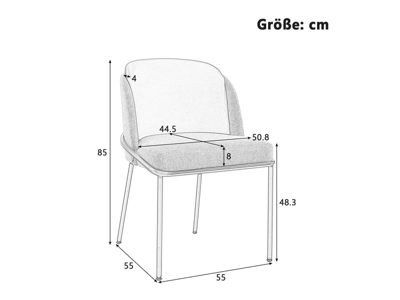 Lot de 2 chaises modernes 55x55x85 cm, dossier ergonomique, patins réglables, pieds inclinés, pvc et métal, beige+kaki - Conforama C