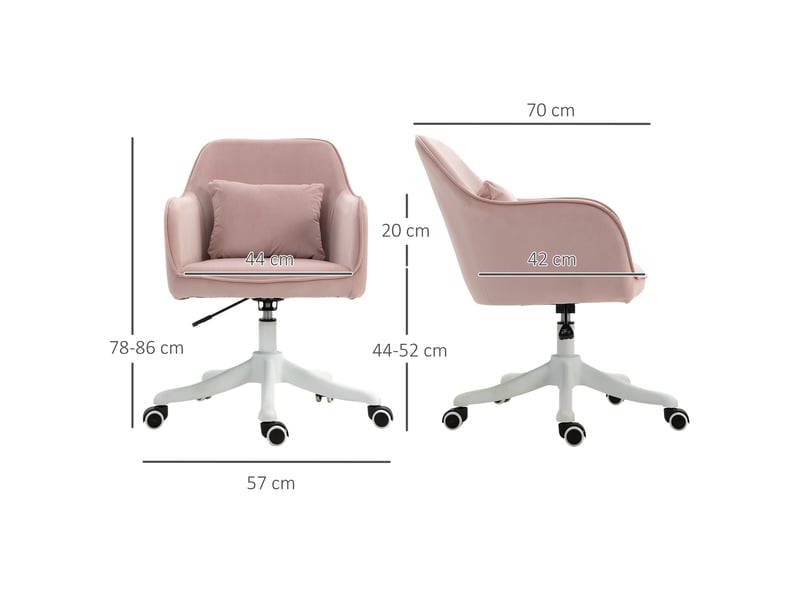  Chaise de bureau,57x70x86 cm,avec massage vibrant,velours,rose  - Conforama C
