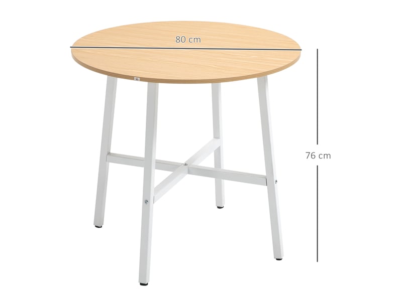  Table de salle à manger pour 4 personnes avec plateau rond et structure métallique, pour cuisine et salon, ø80 × 76 cm  - Conforama D