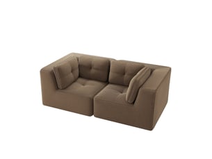 Canapé modulaire 2 places 208x104x69 cm, sans structure, assise profonde, en velours côtelé, marron