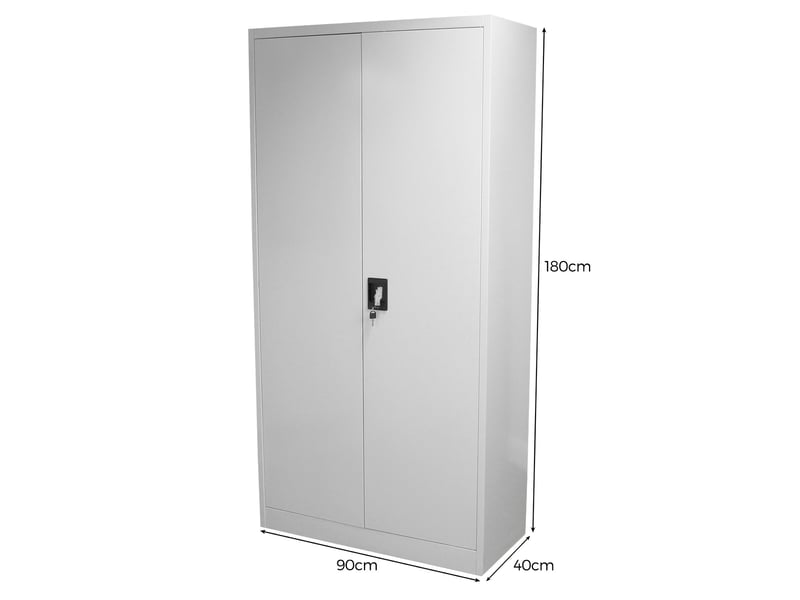  Armoire de classement rangement bureau en acier gris clair métallique avec 2 portes et 4 étagères réglables 180 cm x 90 cm x 40 cm [classeur de 24250 - Conforama D