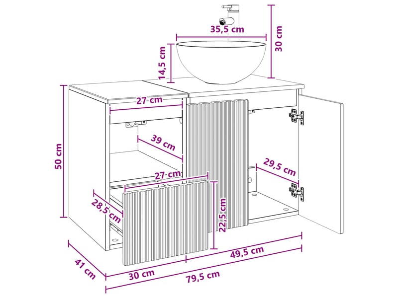  Ensemble de mobilier de salle de bain 2 pc sonoma gris cf64193  - Conforama E