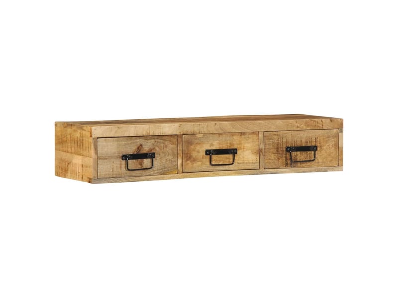  Meuble tv - banc tv - meuble de rangement mural 100x30x19 cm bois massif de manguier brut  - Conforama D