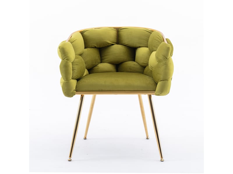  Fauteuil d’appoint,58x59x75 cm,avec pieds métal doré,velours,olive  - Conforama A