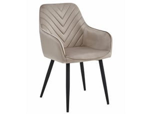 Chaise - leobert - nana - velours beige foncépieds noirs - lot de 2