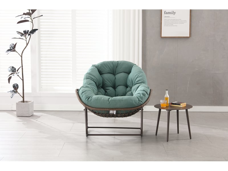Fauteuil à bascule extérieur,106x90x78 cm,acier et rotin synthétique,vert clair - Conforama A
