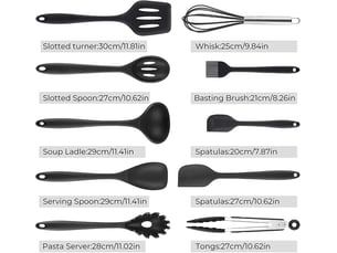Ustensiles de cuisine, 10 pièces ustensiles de cuisine silicone,outil de cuisine antiadhésif pour cuisine écumoire,louche, spatule,cuillère à pâtes