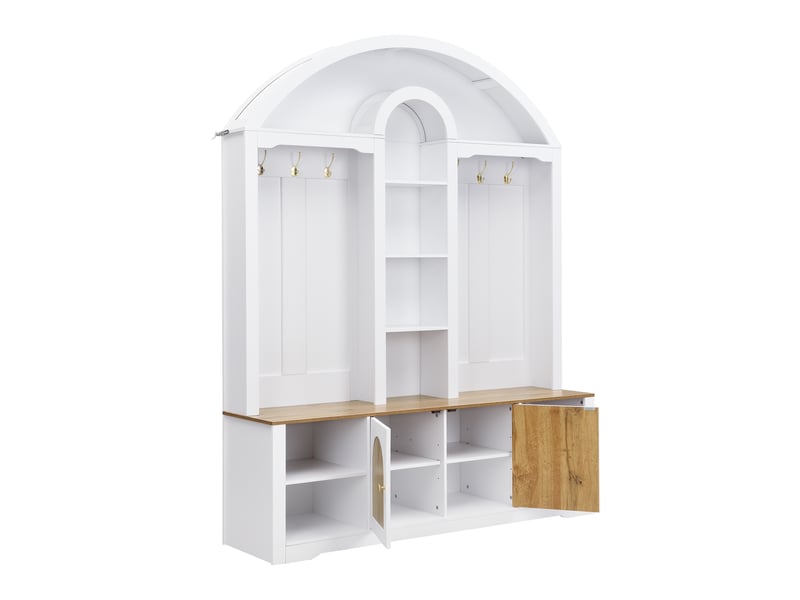  Vestiaire d'entrée avec étagères, portes et crochets mdf blanc 150 x 40 x 195 cm GL9734W - Conforama B