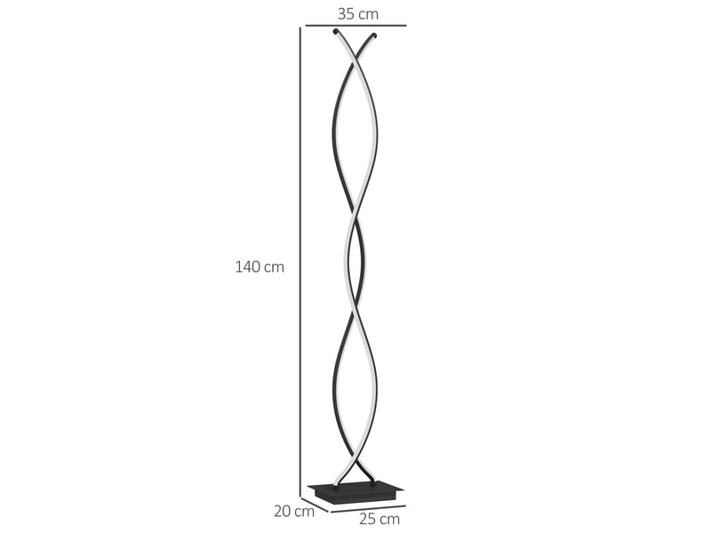  Lampadaire sur pied salon, lampe salon 3 niveaux de luminosité réglables à double spirale avec interrupteur à pied, noir  - Conforama E